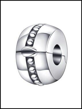 925 Sterling Silver Round Clip Stopper Charm Bead for Bracelets
